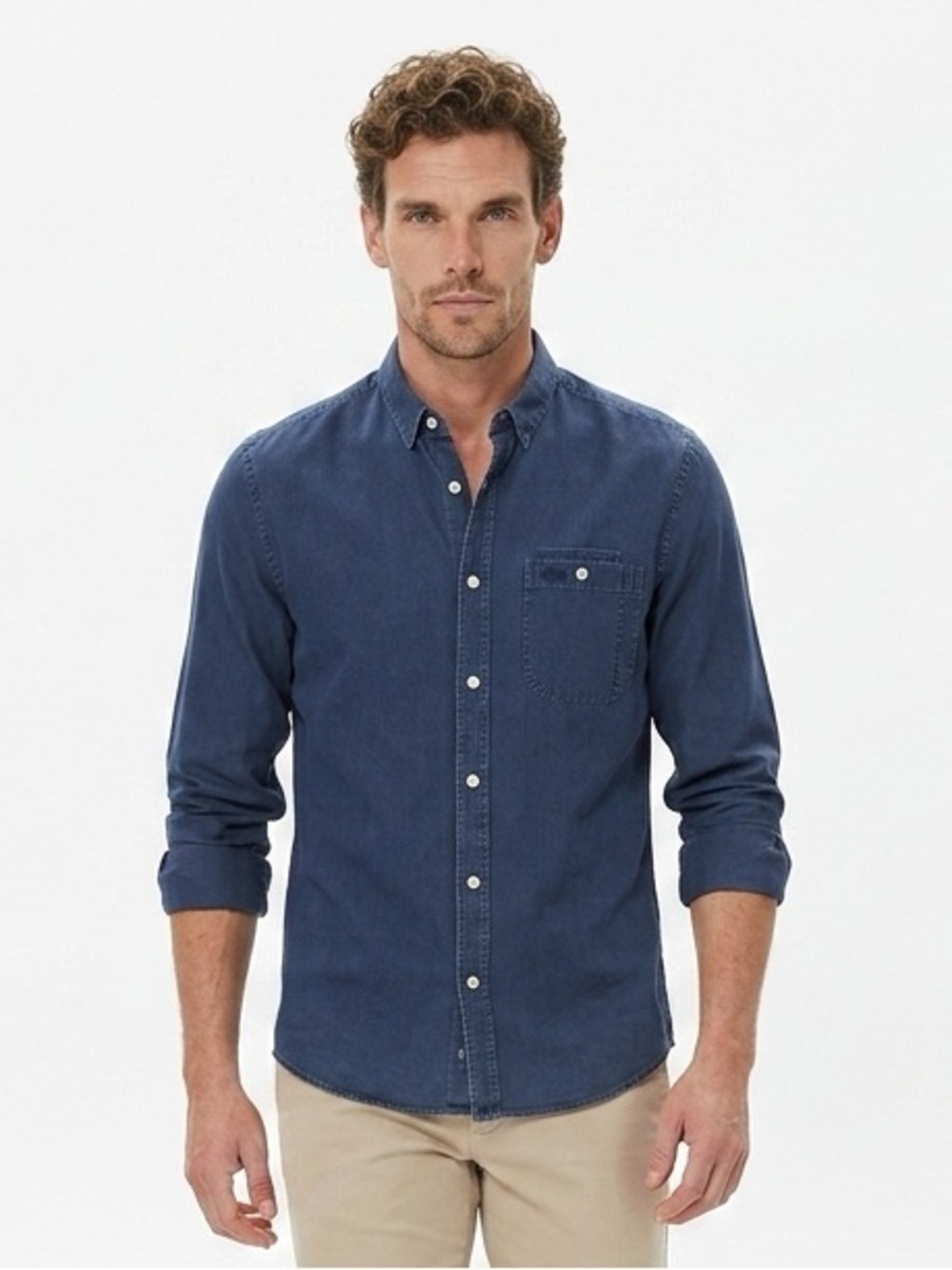 Lacoste Men's Indigo Button-Down Casual Shirt